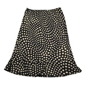 Donna Toran Skirt Womens M Black Polka Dot Elastic Waist Pull On A Line